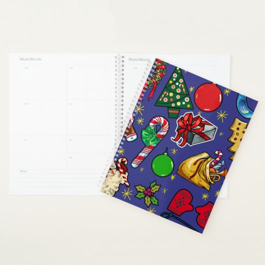 Retro Kerst  Kleurrijk Blauw Rood Groen Planner (Display)