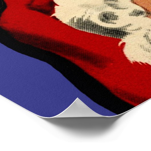 Retro Kerst Kleurrijk Blauw Rood Groen Poster (Hoek)