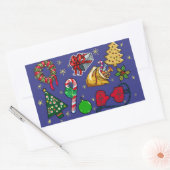Retro Kerst Kleurrijk Blauw Rood Groen Rechthoekige Sticker (Envelop)