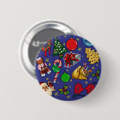 Retro Kerst  Kleurrijk Blauw Rood Groen Ronde Button 5,7 Cm (Voorkant /achterkant)