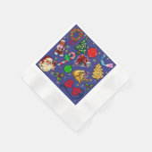 Retro Kerst  Kleurrijk Blauw Rood Groen Servet (Hoek)