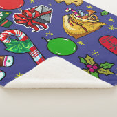 Retro Kerst  Kleurrijk Blauw Rood Groen Sherpa Deken (3/4)