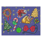 Retro Kerst  Kleurrijk Blauw Rood Groen Tafelkleed (Voorkant (Horizontaal))