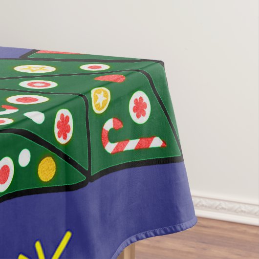 Retro Kerst Kleurrijk Blauw Rood Groen Tafelkleed (Voorbeeld)