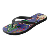 Retro Kerst  Kleurrijk Blauw Rood Groen Teenslippers (Schuin)