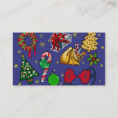 Retro Kerst  Kleurrijk Blauw Rood Groen Visitekaartje (Achterkant)