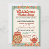 Retro Kerst Koekjes Wissel Teal & Rood Kaart (Voorkant)