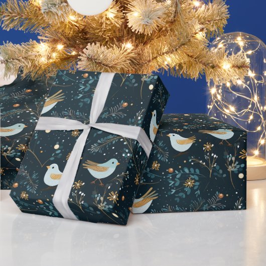 Retro Kerst Kolibrie Fa La Gift Wrap Cadeaupapier (Feestdagen)