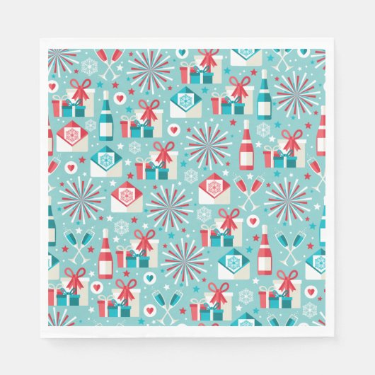 Retro Kerst Lunchen Papieren Servetten (Voorkant)