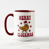 Retro kerst Merry Cluckmas Funny Chicken Mok (Links)