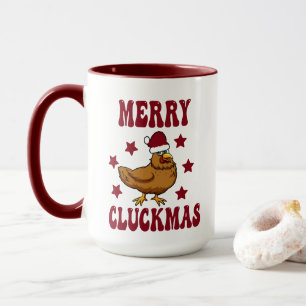Retro kerst Merry Cluckmas Funny Chicken Mok