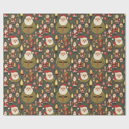  retro kerst met nostalgische elementen cadeaupapier (Vlak)