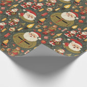 retro kerst met nostalgische elementen cadeaupapier (Hoek)