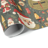 retro kerst met nostalgische elementen cadeaupapier (Rol Hoek)