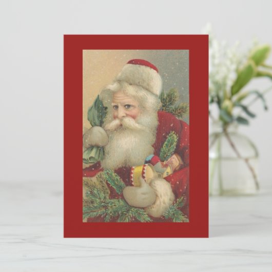 Retro  kerst met prettige feestdagen met speelgoed feestdagenkaart (Staand voorkant)