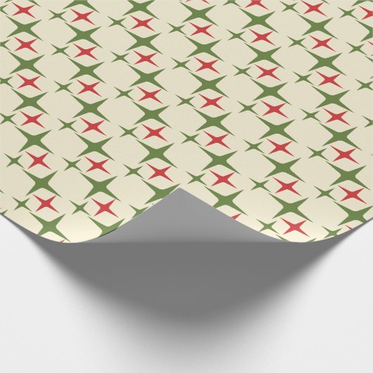Retro Kerst Midden-Eeuw Moderne Atoomsterren Cadeaupapier (Hoek)