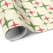 Retro Kerst Midden-Eeuw Moderne Atoomsterren Cadeaupapier (Rol Hoek)