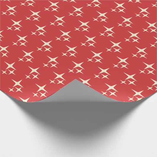 Retro Kerst Midden-Eeuw Moderne Atoomsterren Cadeaupapier (Hoek)