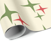 Retro Kerst Midden-Eeuw Moderne Atoomsterren Cadeaupapier (Rol Hoek)