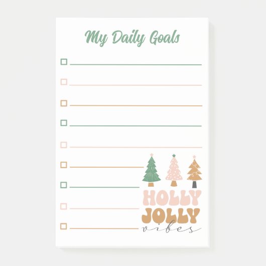 retro kerst mijn dagelijkse doelen planner gevoerd post-it® notes (Voorkant)