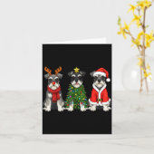 Retro Kerst Miniature Schnauzer Kerstman Rendier Kaart (Gele Bloem)