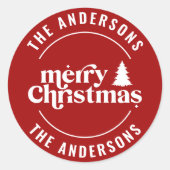 Retro Kerst Modern Minimaal Uniek Ronde Sticker (Voorkant)