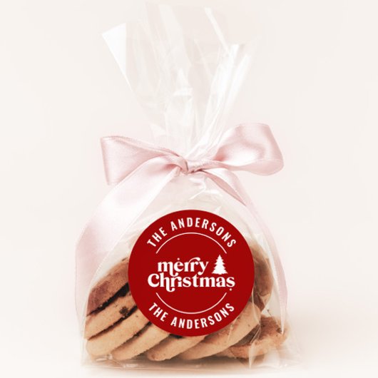 Retro Kerst Modern Minimaal Uniek Ronde Sticker