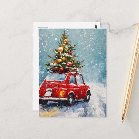  retro kerst | Nostalgische vakantie decor Briefkaart (Voorkant / Achterkant in situ)