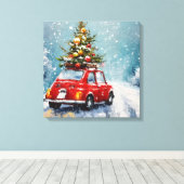  retro kerst | Nostalgische vakantie decor Canvas Afdruk (Insitu (Houten vloer))