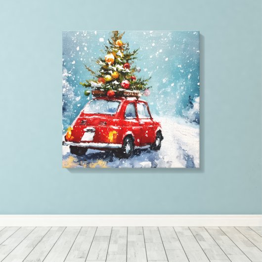  retro kerst | Nostalgische vakantie decor Canvas Afdruk (Insitu (Houten vloer))