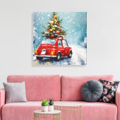 retro kerst | Nostalgische vakantie decor Canvas Afdruk (Insitu (Woonkamer))