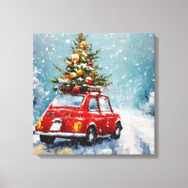  retro kerst | Nostalgische vakantie decor Canvas Afdruk