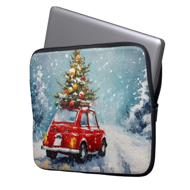  retro kerst | Nostalgische vakantie decor Laptop Sleeve (Voorkant Links)