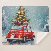  retro kerst | Nostalgische vakantie decor Sherpa Deken (Voorkant (horizontaal))