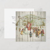 Retro  kerst op  hout feestdagenkaart (Voorkant / Achterkant)