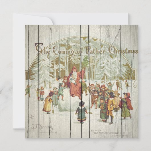 Retro  kerst op  hout feestdagenkaart (Voorkant)
