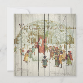 Retro  kerst op  hout feestdagenkaart