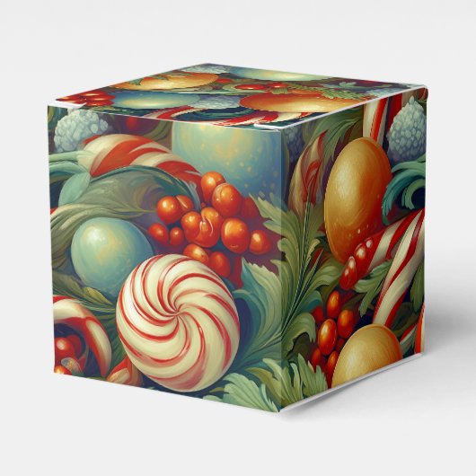 Retro kerst ornament bedankdoosjes (Voorkant Zijde)