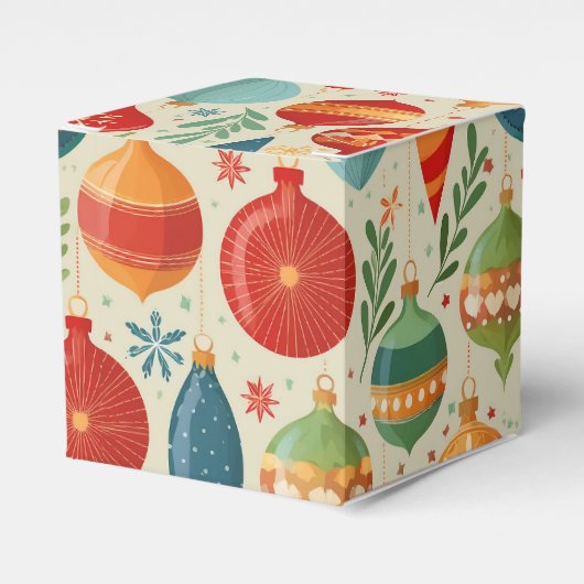 Retro kerst ornament bedankdoosjes (Voorkant Zijde)