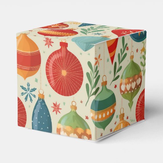 Retro kerst ornament bedankdoosjes (Achterkant)