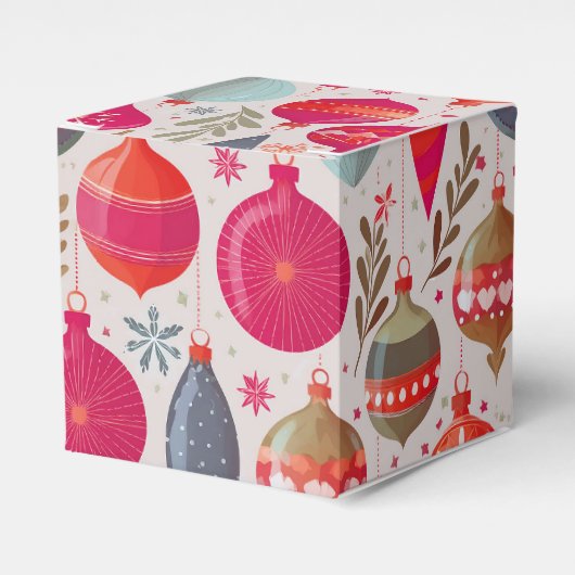 Retro kerst ornament bedankdoosjes (Voorkant Zijde)