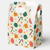 Retro Kerst Ornament en Cadeaupatroon Bedankdoosjes (Geopend)