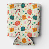 Retro Kerst Ornament en Cadeaupatroon Blikjeskoeler (Voorkant)