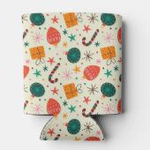 Retro Kerst Ornament en Cadeaupatroon Blikjeskoeler (Achterkant)