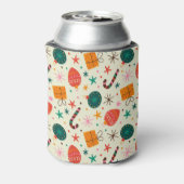 Retro Kerst Ornament en Cadeaupatroon Blikjeskoeler (Blikje Achterkant)