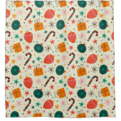 Retro Kerst Ornament en Cadeaupatroon Douchegordijn (Voorkant)