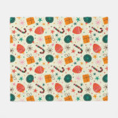 Retro Kerst Ornament en Cadeaupatroon Fleece Deken (Voorkant (Horizontaal))