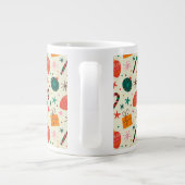Retro Kerst Ornament en Cadeaupatroon Grote Koffiekop (Achterkant)