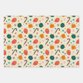 Retro Kerst Ornament en Cadeaupatroon Inpakpapier Vel (Voorkant 3)