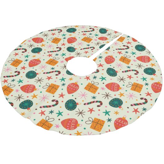 Retro Kerst Ornament en Cadeaupatroon Kerstboom Rok (Gekanteld)